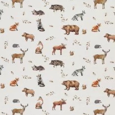 Jersey Di Cotone Stampa Digitale - Animali Selvaggi Della Foresta