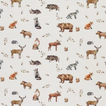 Popeline Di Cotone Stampa Digitale - Animali Selvaggi Della Foresta | Rijs Textiles Popeline Di Cotone Stampa Digitale - Animali Selvaggi Della Foresta - (Tessuto Di Cotone Stampato)