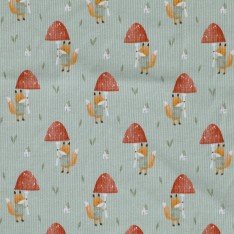 Rippstrick Jersey Stoff - Fuchs Mit Pilz