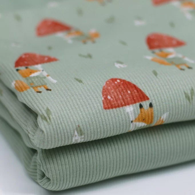 Tessuto Jersey Di Cotone Costine - Volpe Con Fungo | Rijs Textiles Tessuto Jersey Di Cotone Costine - Volpe Con Fungo - (Jersey Tessuti)