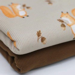 Rib Jersey Stof - Eekhoorn Met Eikel