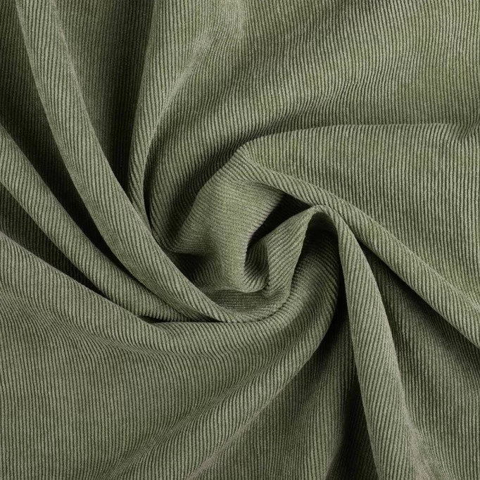 Tessuto Velluto a Coste Stretch 21 Wales Oliva - (Tessuti Moda)