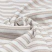 Dobbeltstribet Rib Jersey Strikstof Trykket Lys Beige - (Jerseystoffer)