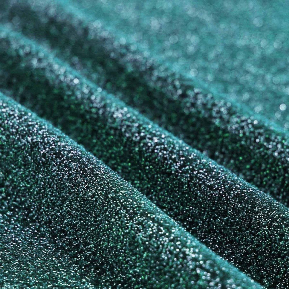 Lurex Jersey Glitter Stof Mørk Turkis