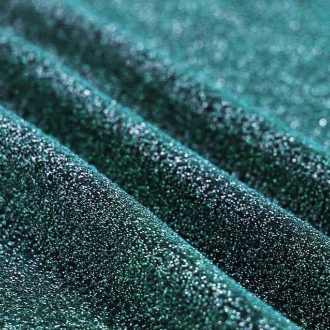 Jersey Glitter Mørk Turkis - (Jersey Glitter Stof)