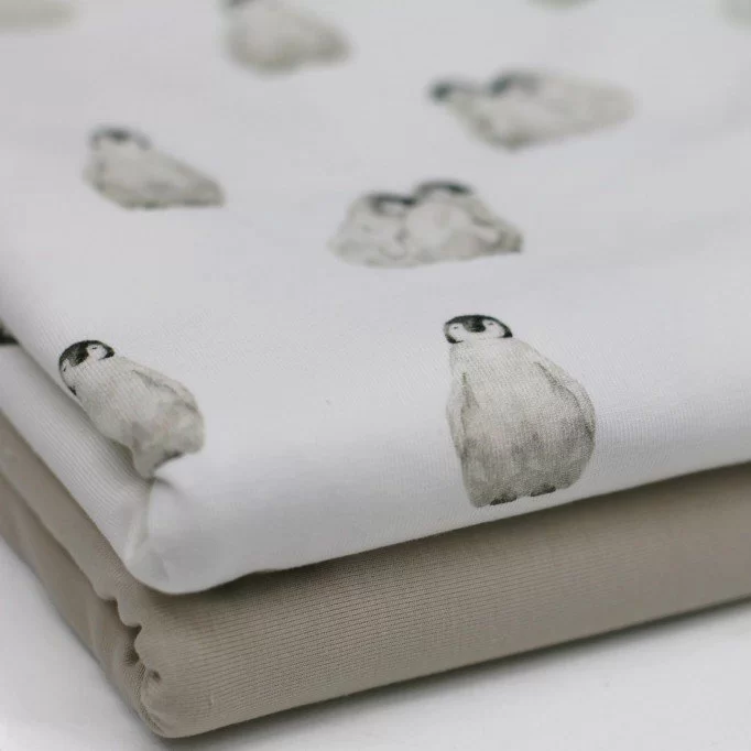 Bomuldjersey Digital Print - Pingviner | Rijs Textiles Bomuldjersey Digital Print - Pingviner - (Bomuldjersey Digitaltryk)