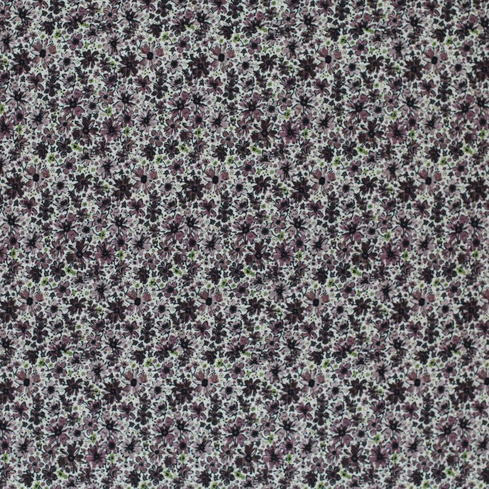 Bomuldjersey Digital Print - Vinter Blomst Gammel Mauve