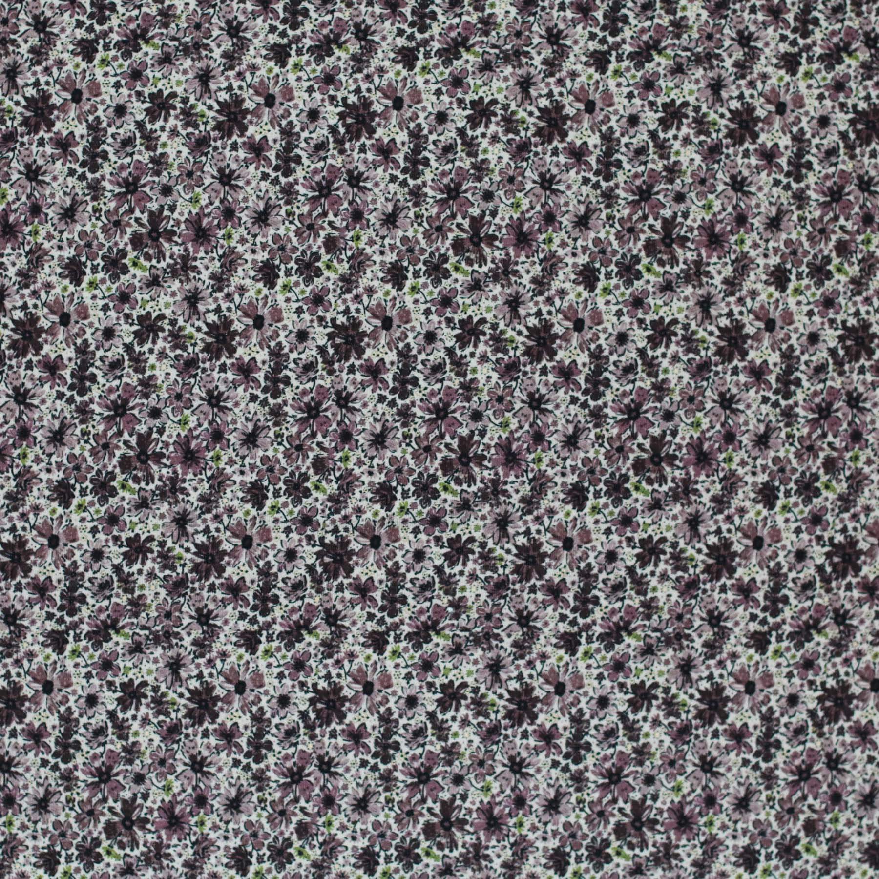 Jersey Katoen Digitale Print - Winter Bloem Oud Mauve