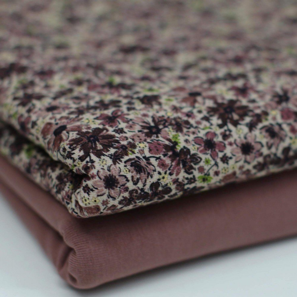 Bomuldjersey Digital Print - Vinter Blomst Gammel Mauve