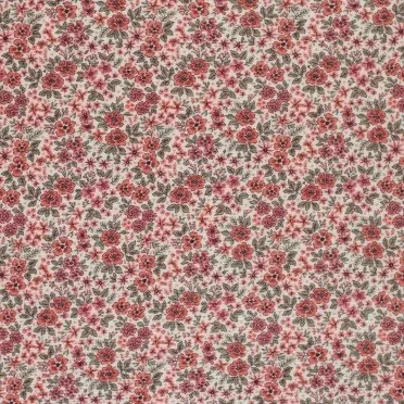 Tissu Jersey Ottoman Côte - Buisson Fleur Argile Rose - (Tissus Jersey)