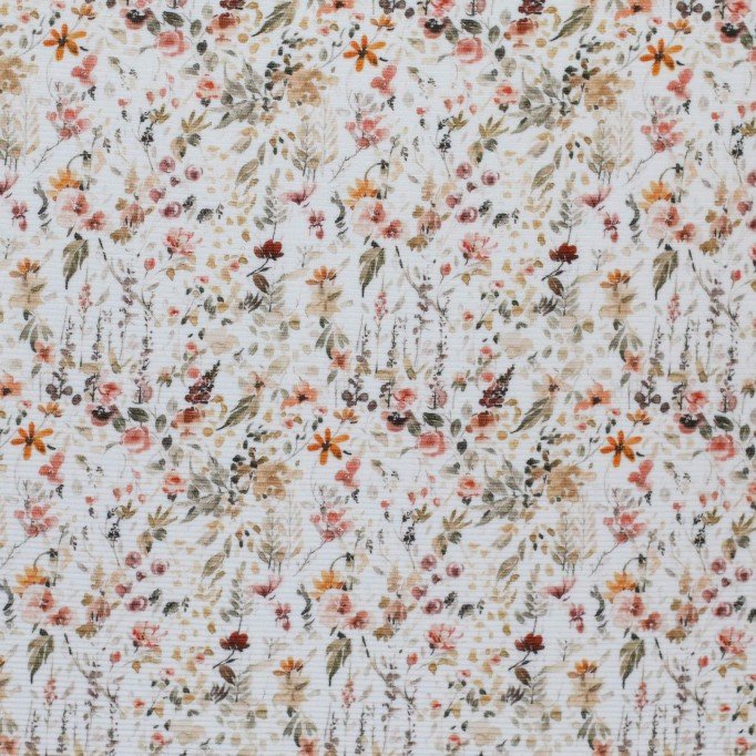 Ottoman Rib Jersey Stof - Najaarsbloem - (Jersey Stoffen)