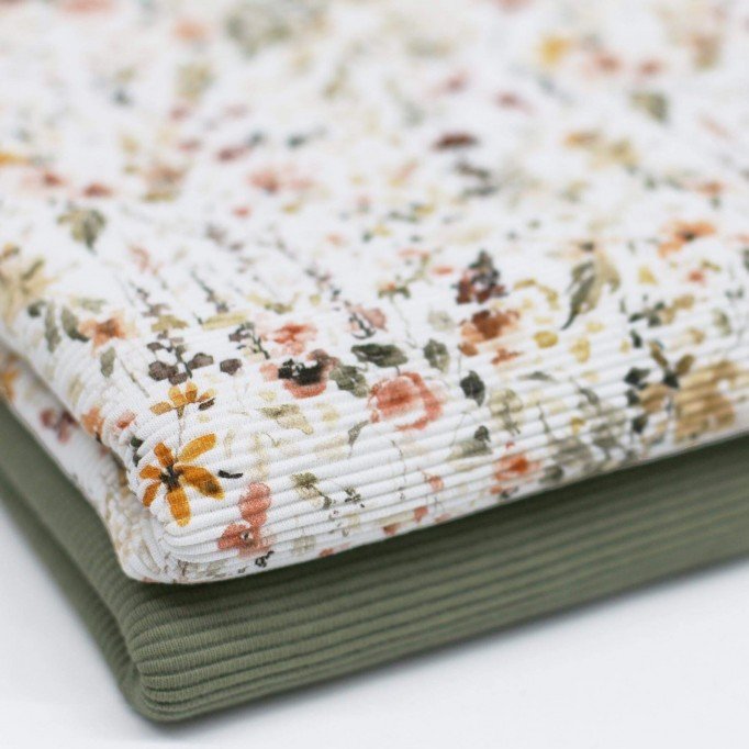 Ottoman Rib Jersey Stof - Najaarsbloem - (Jersey Stoffen)