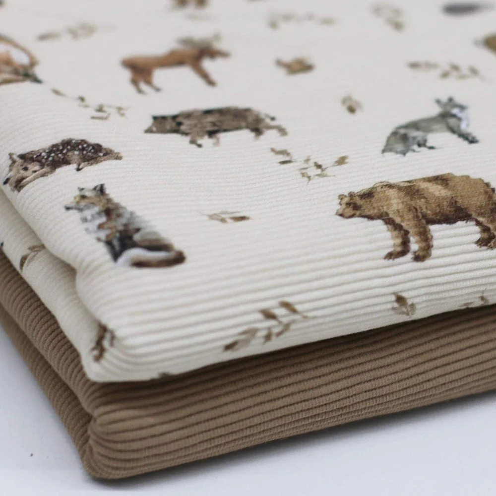 Ottoman Rib Jerseystof - Vilde Skovdyr | Rijs Textiles Ottoman Rib Jerseystof - Vilde Skovdyr - (Jerseystoffer)