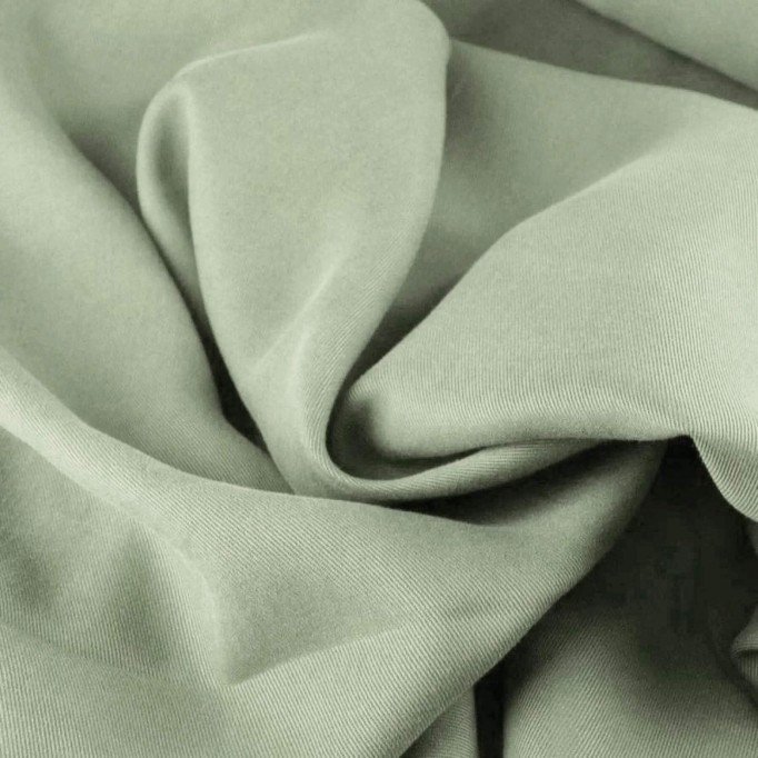 Tessuto Tencel Di Saia Verde Polveroso - (Tessuti Moda)