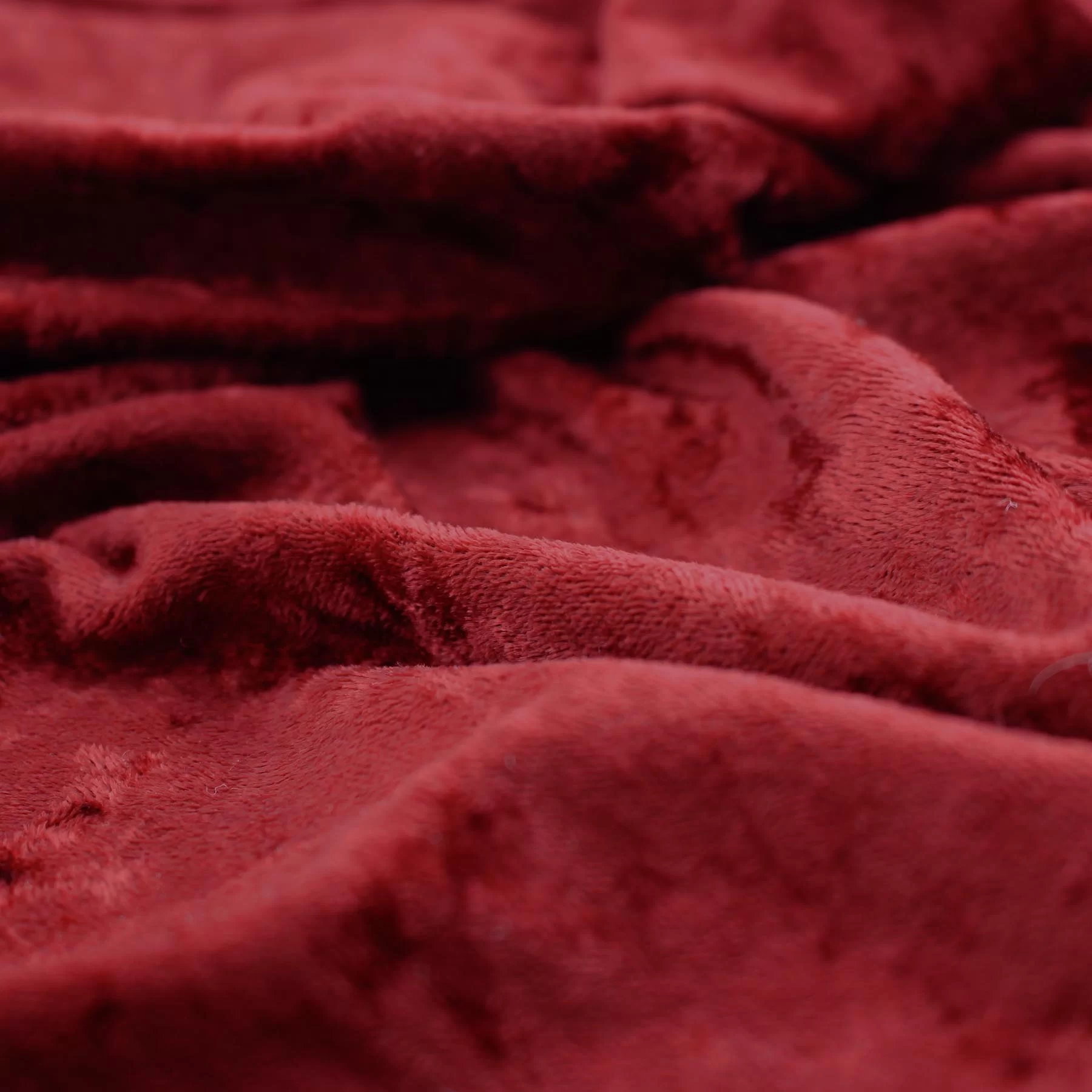 Velour De Panne Stof Donker Rood