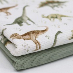 Wafel Jersey Stof - Grote Dino