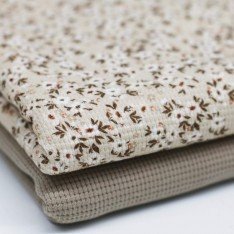 Tessuto Jersey Di Waffle Piqué - Bomba Floreale Beige