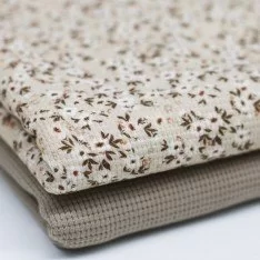 Waffle Knit Jersey Fabric - Flowerbomb Beige