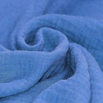 Baumwoll Musselin Stoff Hell Kobalt