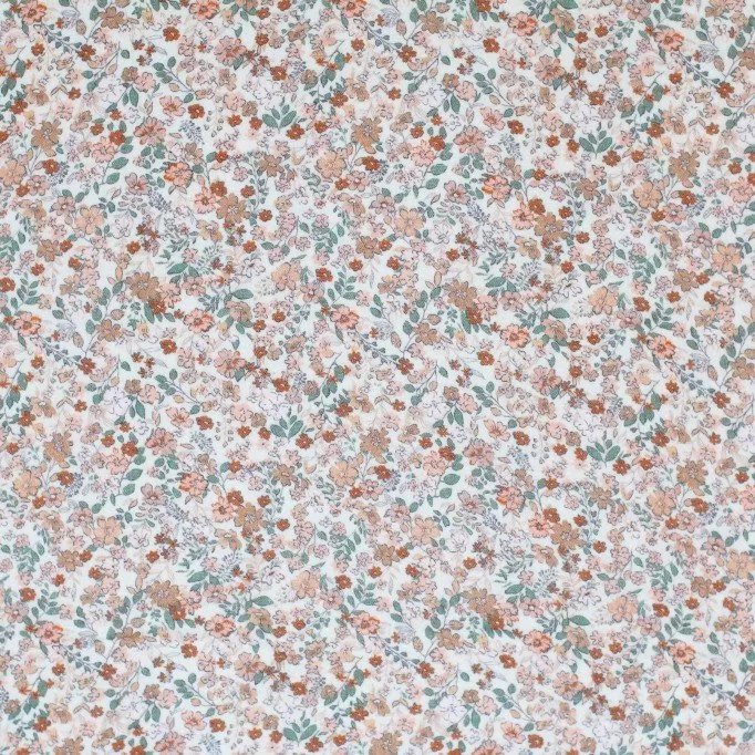 Baumwoll Musselin Stoff Digital - Modische Blume Kakao - (Kinder Stoffe)
