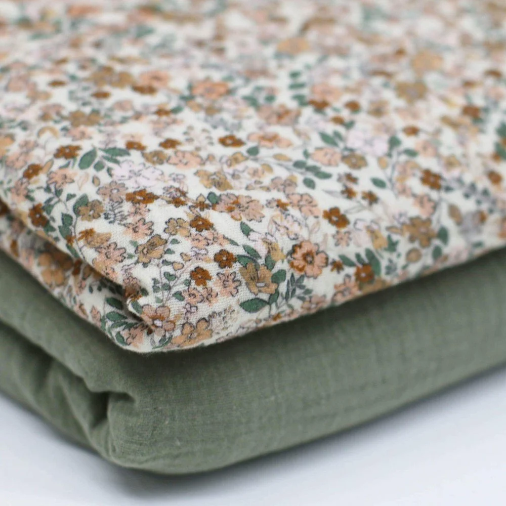 Double Gauze Fabric Digital Print - Trendy Flower Cacao Double Gauze Fabric Digital Print - Trendy Flower Cacao