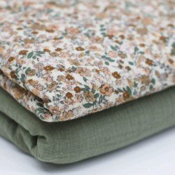 Double Gauze Fabric Digital Print - Trendy Flower Cacao
