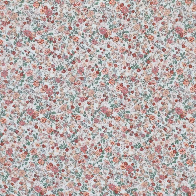 Baumwoll Musselin Stoff Digital - Modische Blume Lehm Rosa - (Kinder Stoffe)