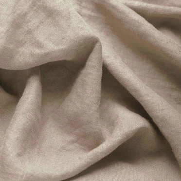 Fint Hørstof (Stone Washed) Mørk Beige - (Dekorationsstoffer)