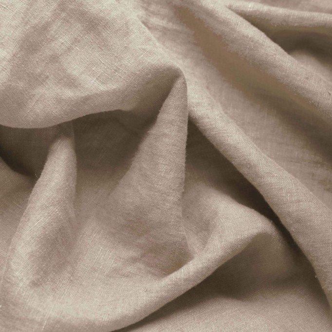 Fine Linen Fabric (Stone Washed) Dark Beige - (Deco Fabrics)