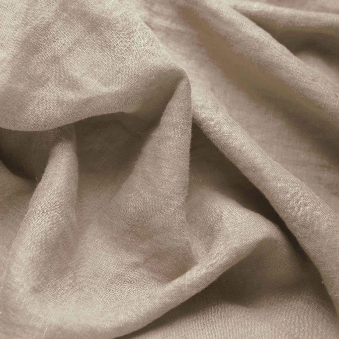 Feiner Leinenstoff (Stone Washed) Dunkel Beige  - (Dekostoffe)