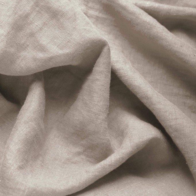 Fijne Linnen Stof (Stone Washed) Donker Beige - (Decoratiestoffen)