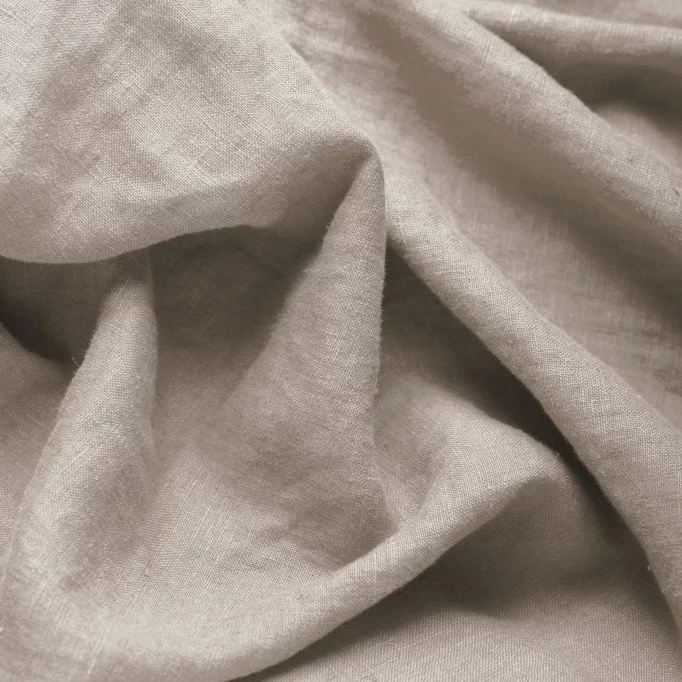 Fint Hørstof (Stone Washed) Mørk Beige - (Dekorationsstoffer)