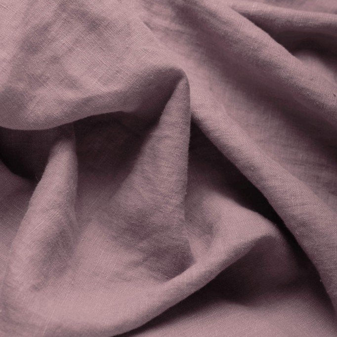 Tissu De Lin Fin (Stone Washed) Vieux Mauve - (Tissus Deco)