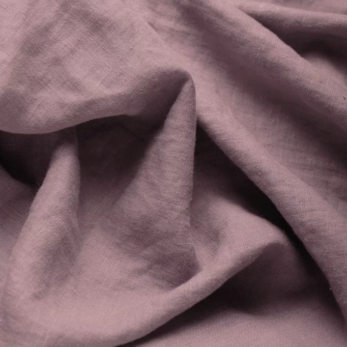 Fint Hørstof (Stone Washed) Gammel Mauve - (Dekorationsstoffer)