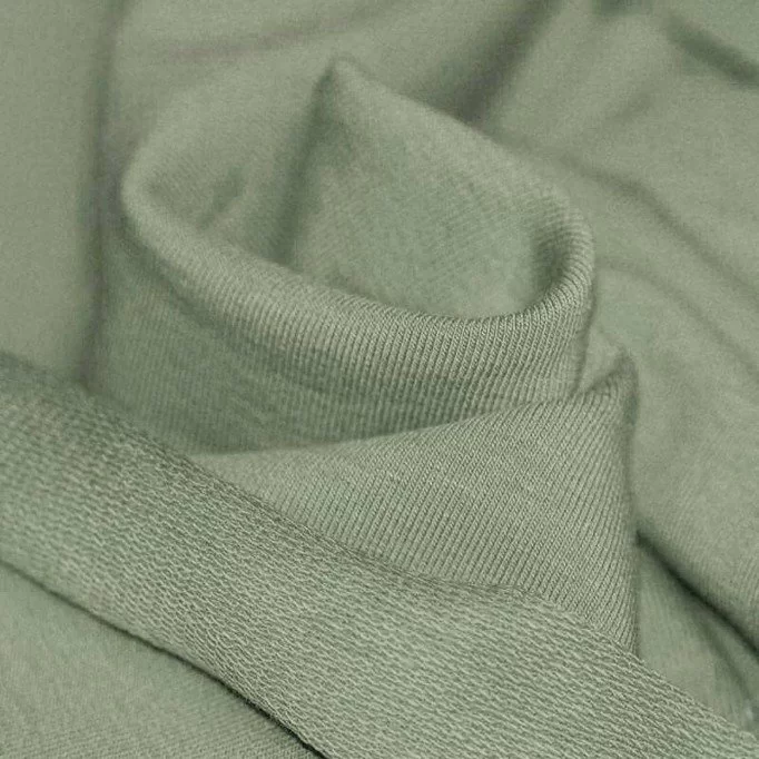 Tessuto French Terry Verde Polveroso - (Tessuti Felpa Sweat)