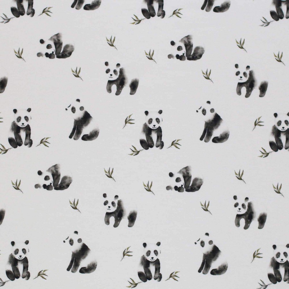 Bomuldjersey Digital Print - Panda'er
