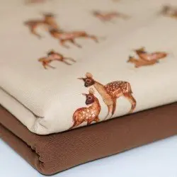 Jersey Di Cotone Stampa Digitale - Branco Di Cervi