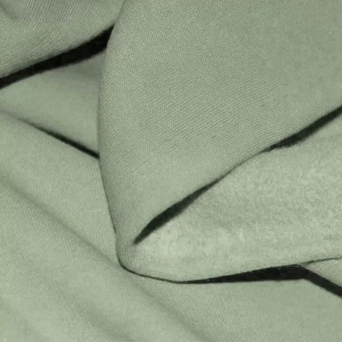 Tessuto Felpa Cotone Verde Polveroso | Rijs Textiles Tessuto Felpa Cotone Verde Polveroso - (Tessuti Felpa Cotone (Rovescio Garzato) )