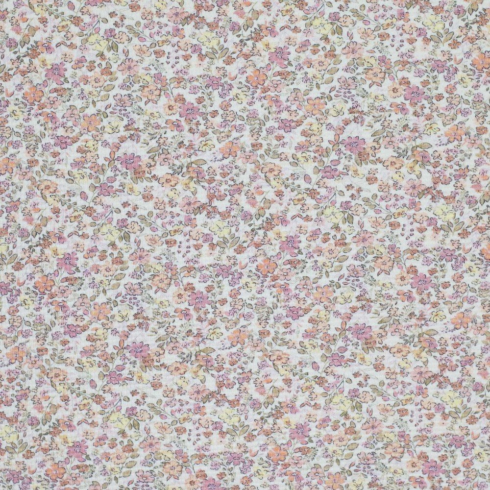 Waffle Knit Jersey Fabric - Trendy Flower Old Lilac 