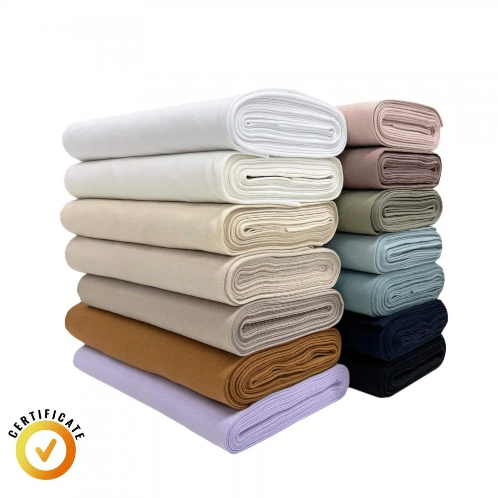 Tessuto Polsino Di Cotone Organico 1x1 Scatola a Sorpresa 10 x 1 Metro Tessuto Polsino Di Cotone Organico 1x1 Scatola a Sorpresa 10 x 1 Metro