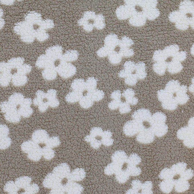 Blume Teddystoff Dunkel Beige  - (Teddystoffe)