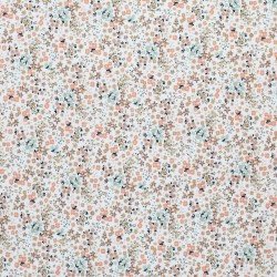 Jersey Di Cotone Stampa Digitale - Amore Fiore Beige