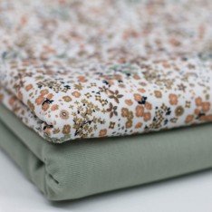 Baumwolljersey Digital - Liebes Blumen Beige