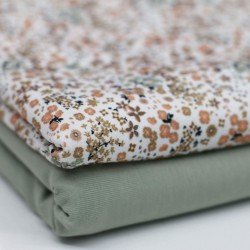 Jersey Di Cotone Stampa Digitale - Amore Fiore Beige Jersey Di Cotone Stampa Digitale - Amore Fiore Beige