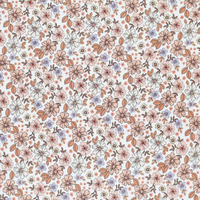 Jersey Cotton Fabric Digital Print - Summer Flower Pastel Lilac | Rijs Textiles Jersey Cotton Fabric Digital Print - Summer Flower Pastel Lilac - (Jersey Cotton Fabric Digital Print)