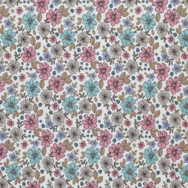 Jersey Cotton Fabric Digital Print - Summer Flower Vintage Pink - (Jersey Cotton Fabric Digital Print)