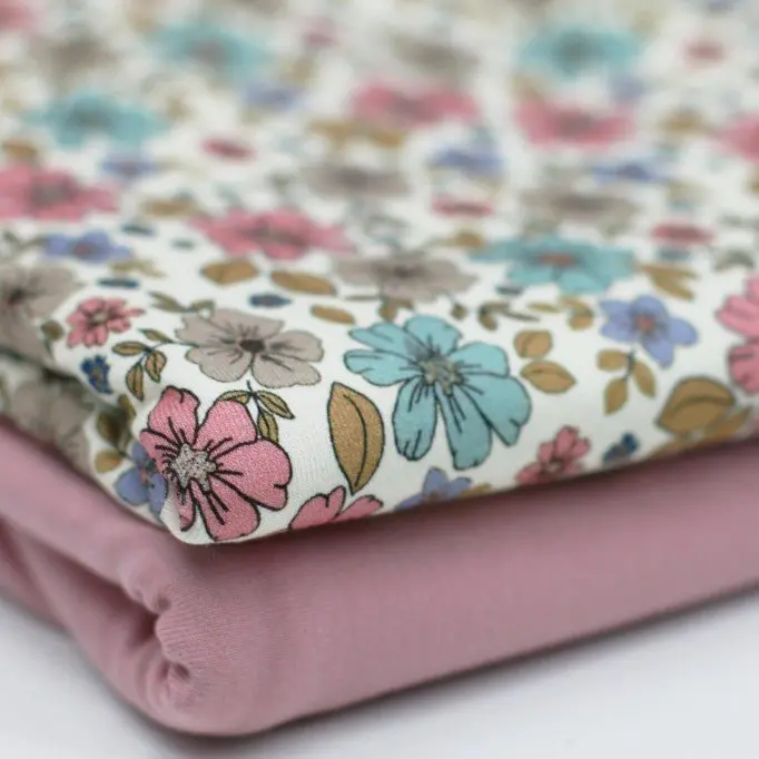 Jersey Coton Impression Numérique - Fleur D'été Vintage Rose | Rijs Textiles Jersey Coton Impression Numérique - Fleur D'été Vintage Rose - (Jersey Coton Impression Numérique)