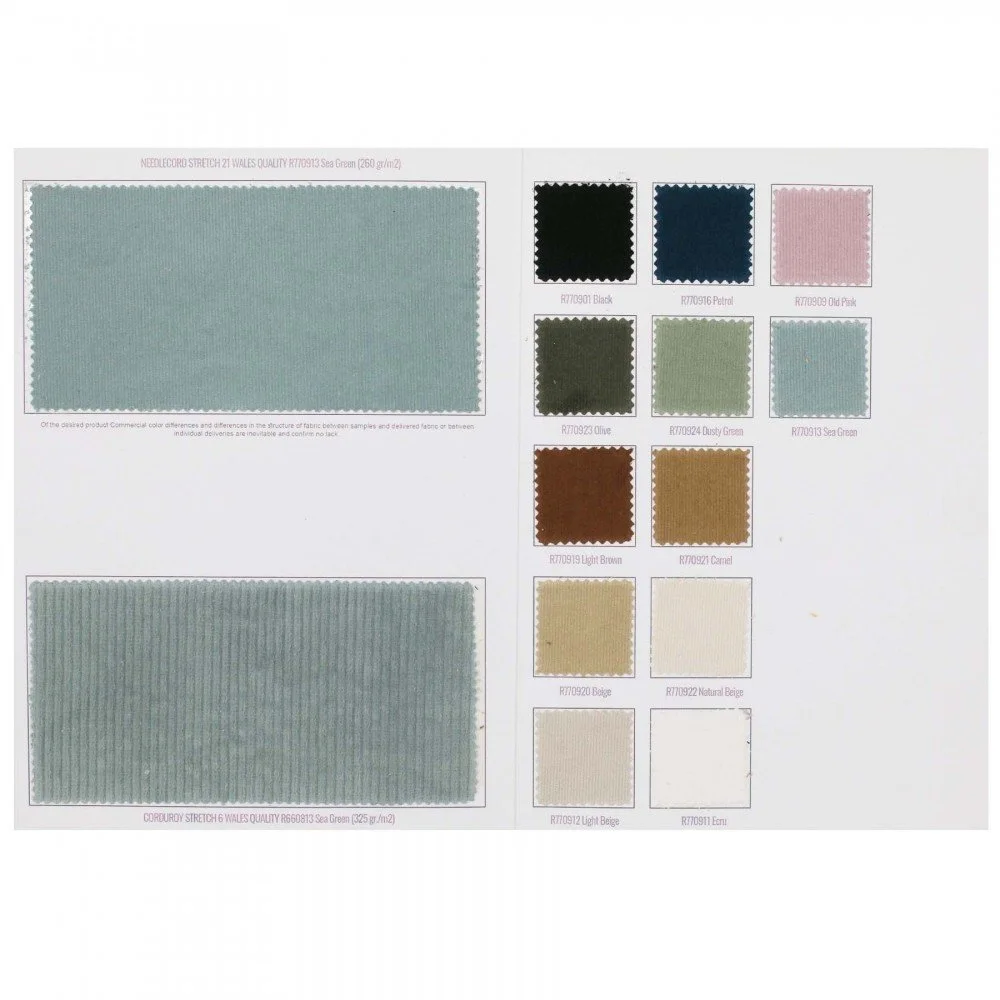 Stretch Babyfløjl Stof 21 Wales Prøvekort | Rijs Textiles Stretch Babyfløjl Stof 21 Wales Prøvekort - (Fashion Stoffer)