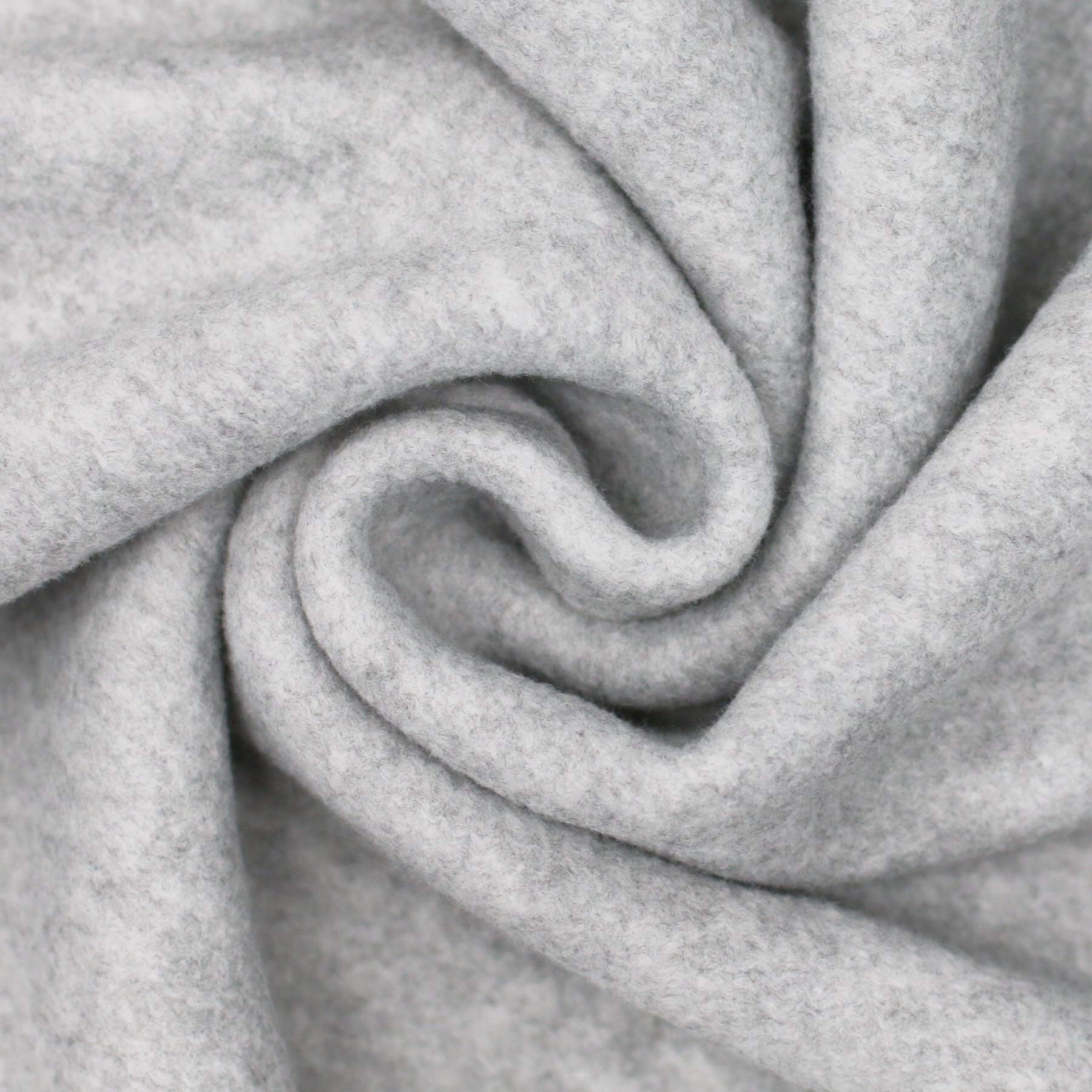 Polar Fleece Stof Melange Licht Grijs