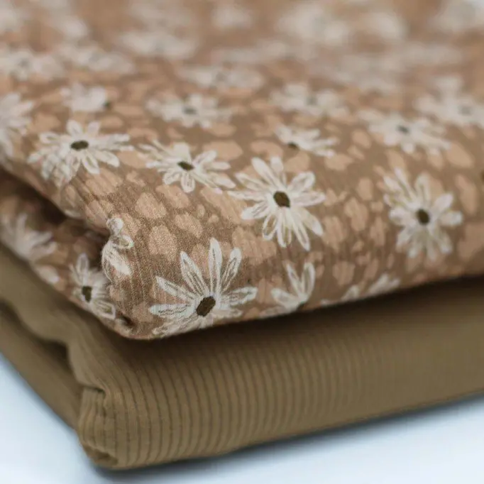 Rib Knit Jersey Fabric - Flower Leopard | Rijs Textiles Rib Knit Jersey Fabric - Flower Leopard - (Jersey Fabrics)